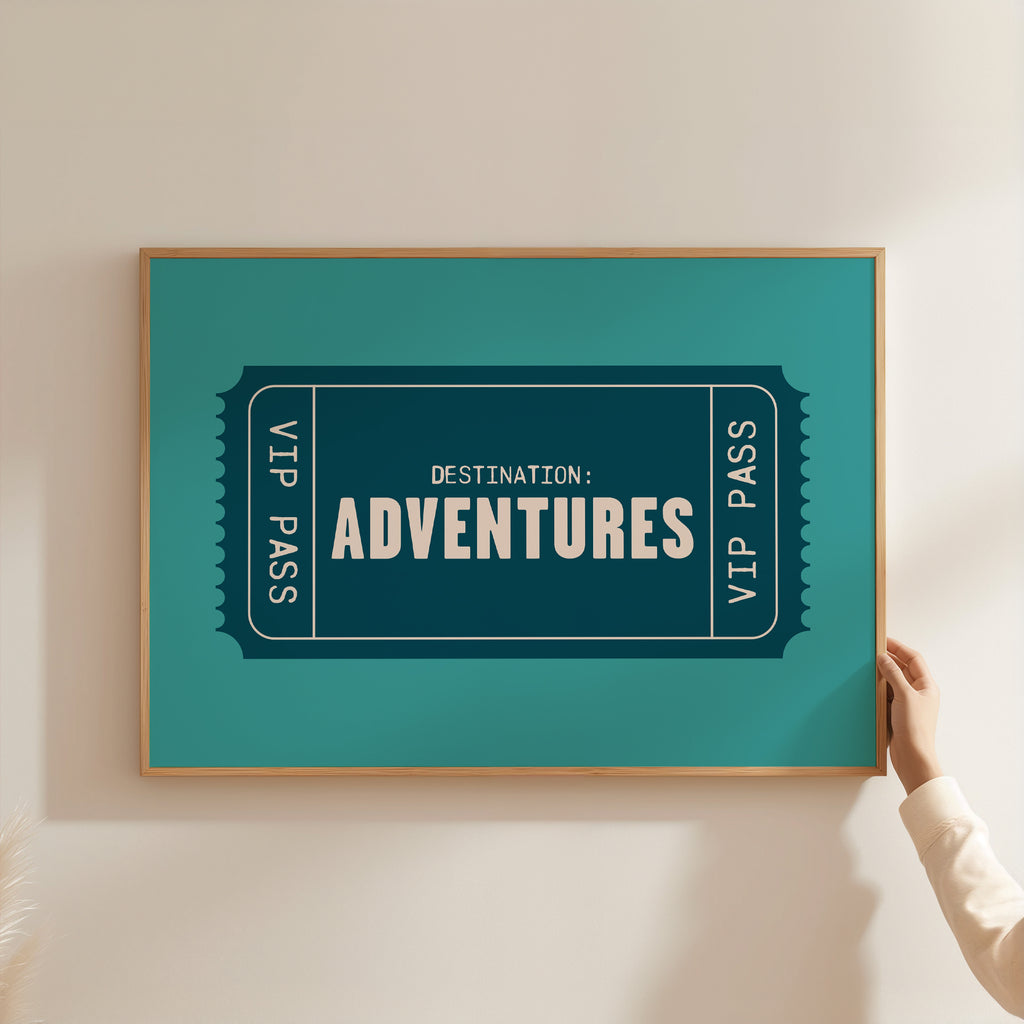 Adventures | Retro Ticket Print