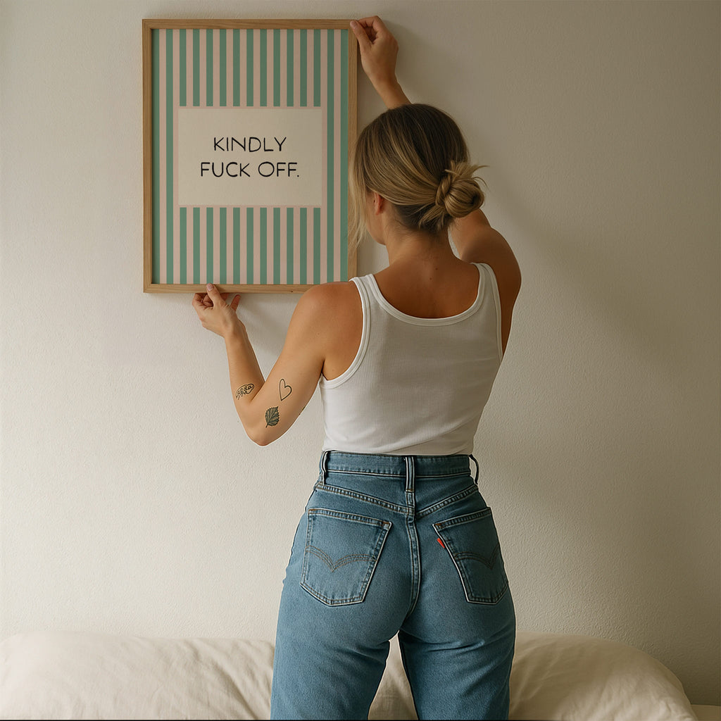 Kindly Fuck Off | Stripy Art Print