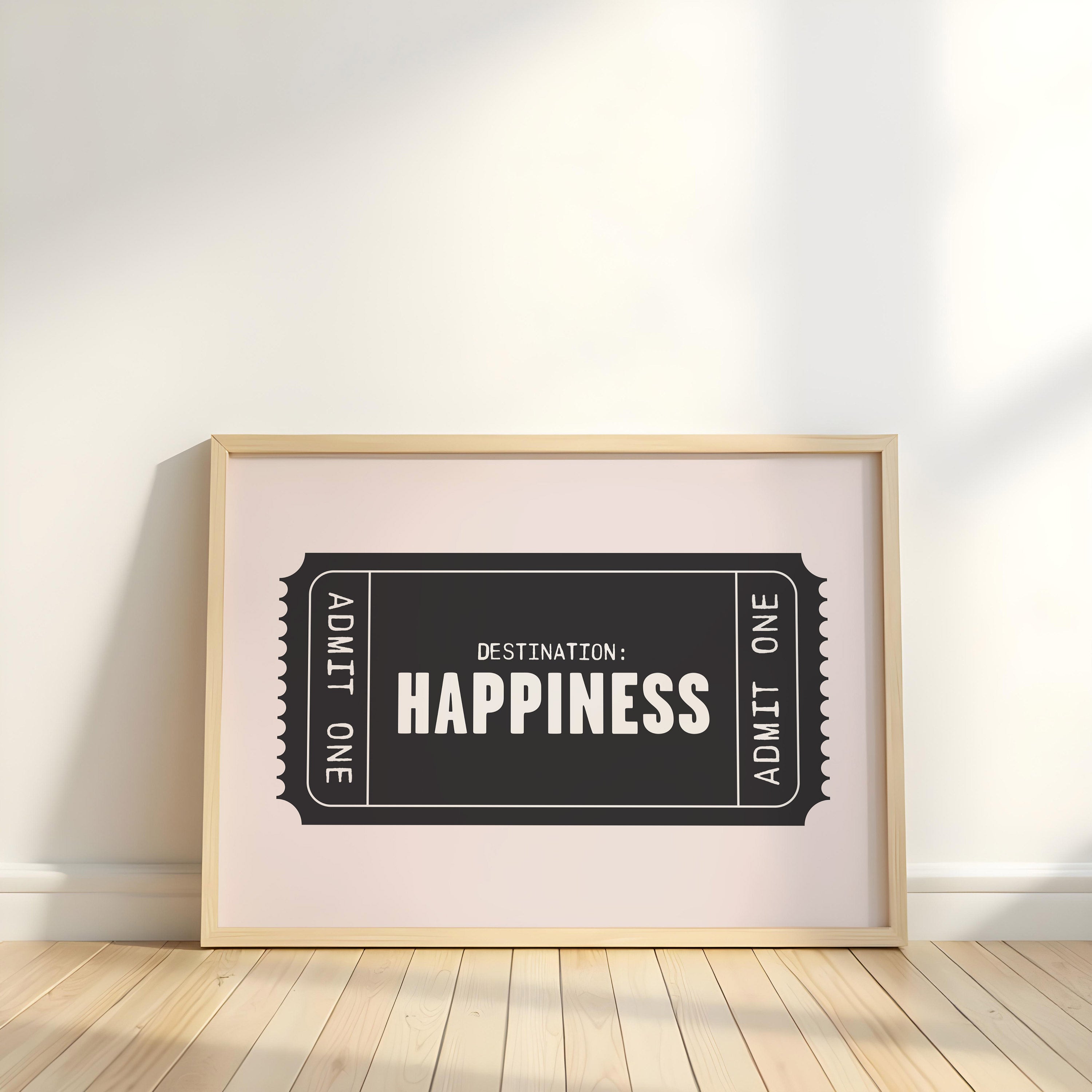 Happiness | Retro Ticket Print