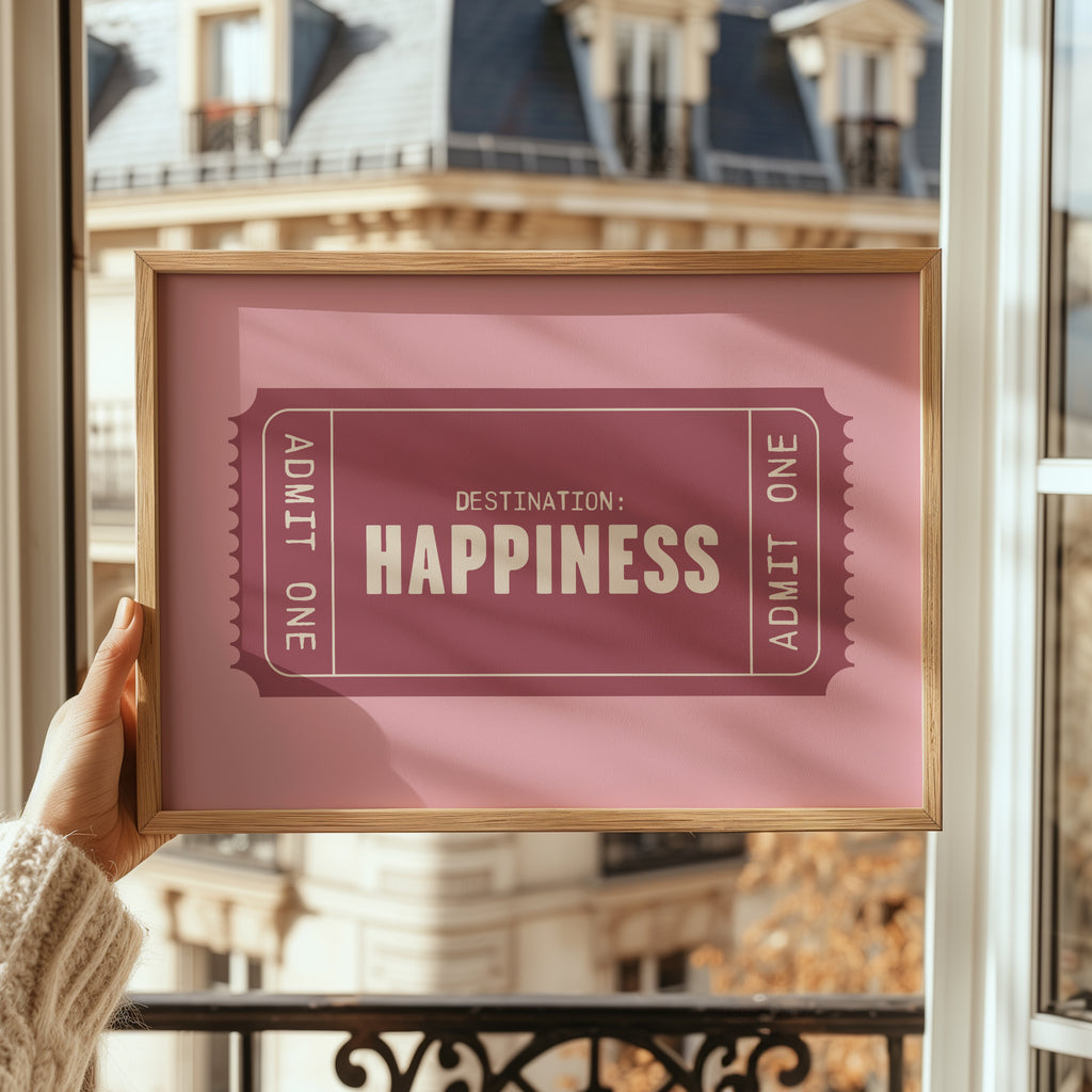 Happiness | Retro Ticket Print