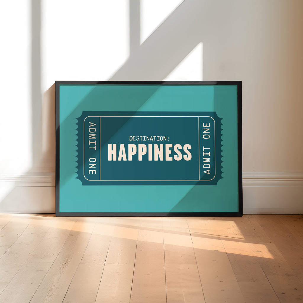 Happiness | Retro Ticket Print