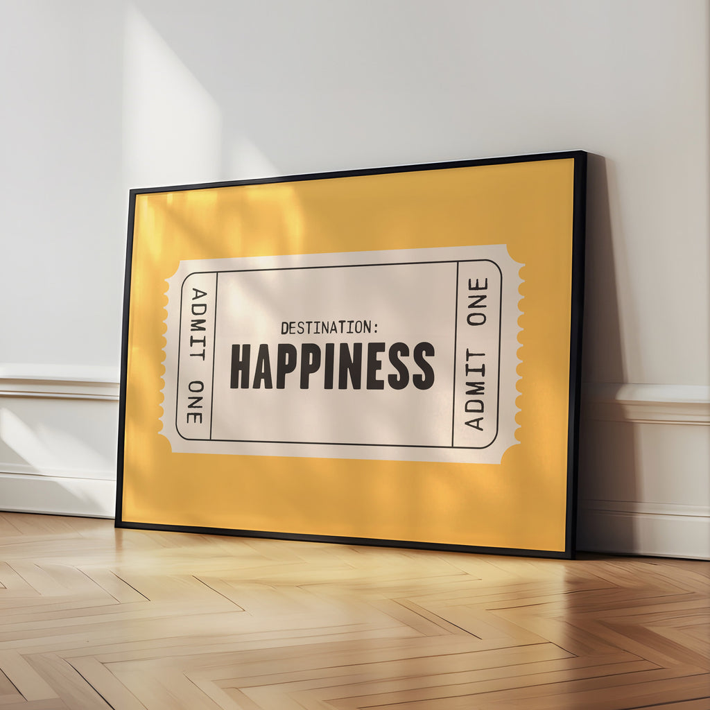 Happiness | Retro Ticket Print
