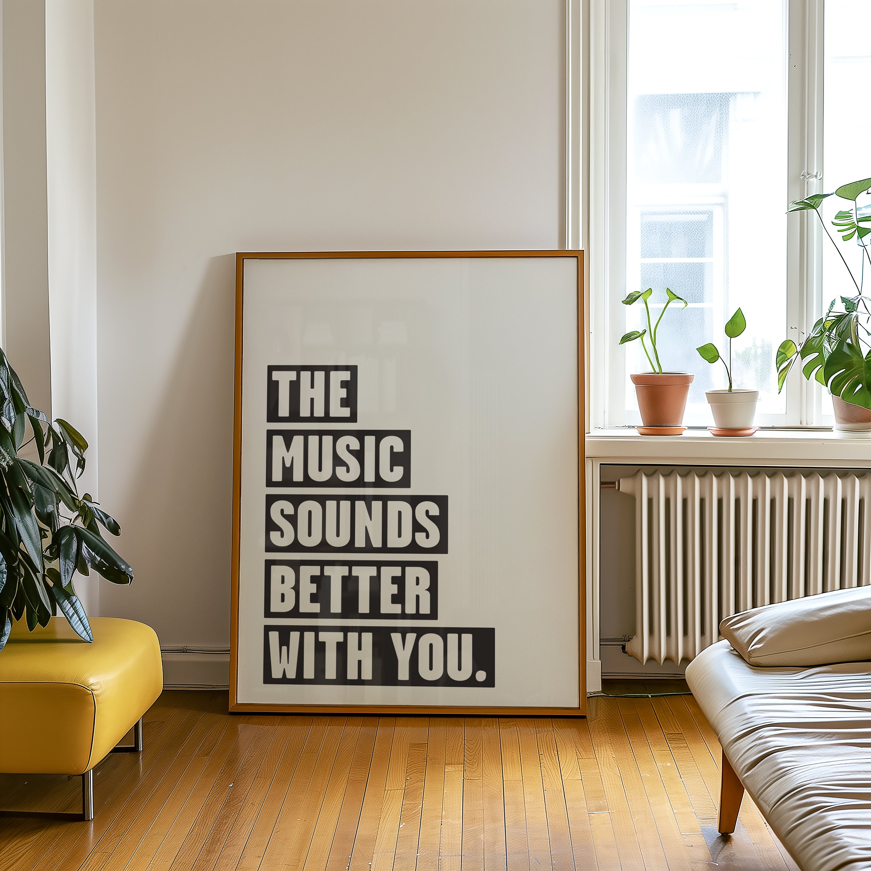 Music Sounds Better With You Poster: Monochrome Art Print