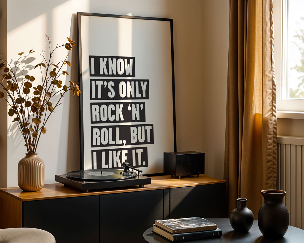 It's Only Rock 'N' Roll: Monochrome Art Print